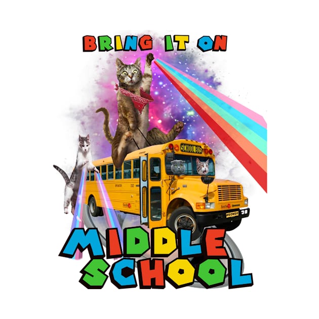 Middle School School Meowdy Cowboy Cat Riding Bus Retro by The Dirty Gringo