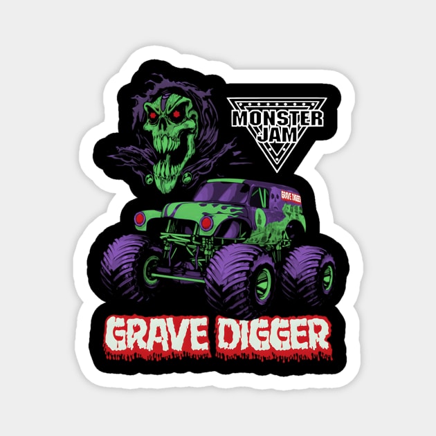 Monster Jam Grave Digger Monster Truck Magnet by LSanchezArt