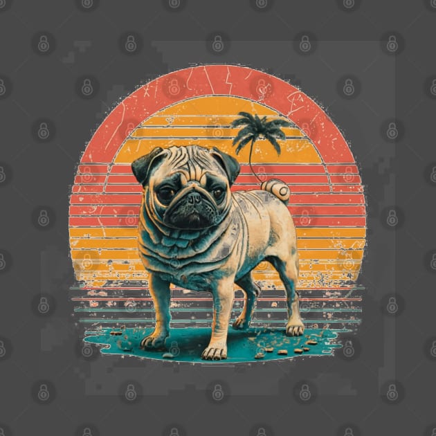 Pug vintage sunset by Arassa Army