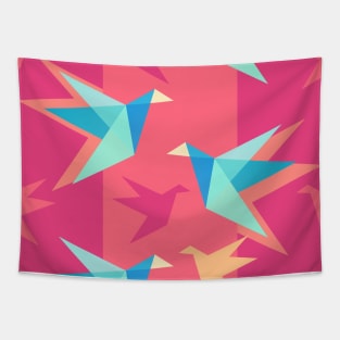 Pink Paper Cranes Big Pattern Tapestry