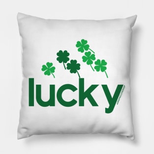 Lucky Clovers, logo inspired, St. Patrick's Day © GraphicLoveShop Pillow