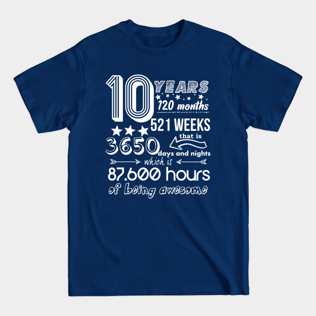 Disover 10 Years Old 10th Birthday Funny Old School 120 Month - 10 Years Old 10th Birthday Vintage Retr - T-Shirt