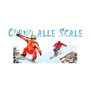 Skiing and snowboarding in Corno alle Scale T-Shirt