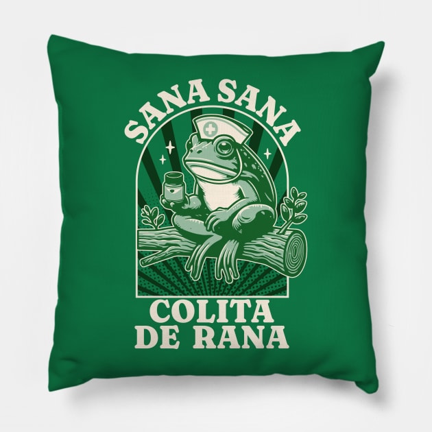 Sana Sana Colita De Rana Cute Mexican Nurse - Mexican Saying Pillow by OrangeMonkeyArt