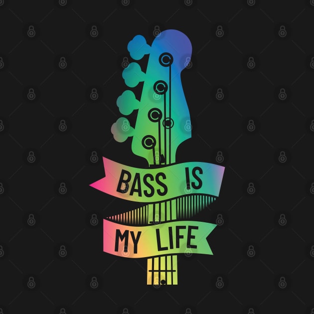 Bass is My Life Bass Guitar Headstock Colorful Theme by nightsworthy