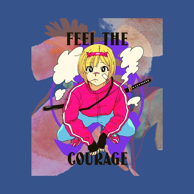 Feel the Courage (Anime Girl squat bandaid) by PersianFMts