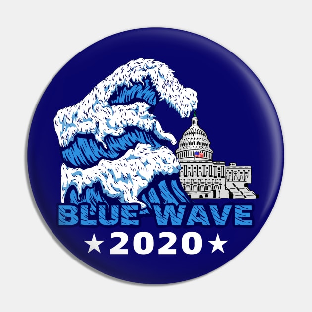 Blue Wave 2020 Graphic Design Pin by Midlife50