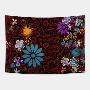 Colorful mix flowers Tapestry