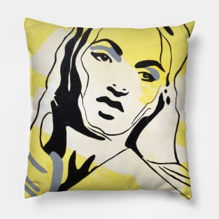 Woman Outline yellow 2 Pillow