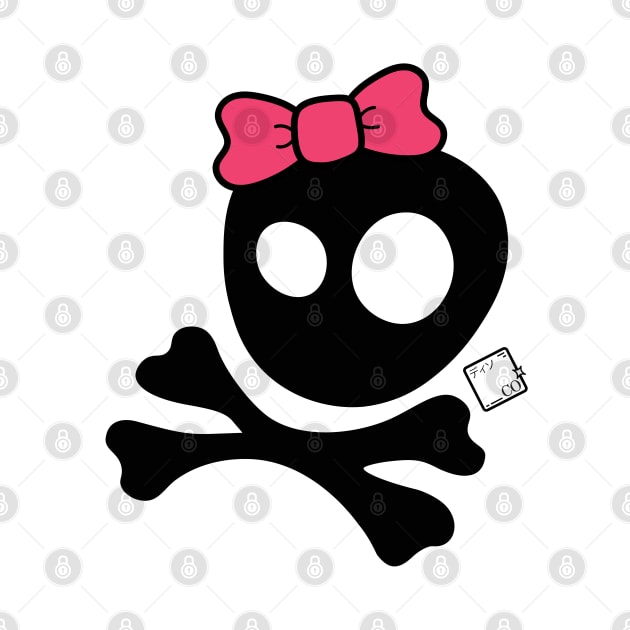 Girly Skull and Cross Bones with Pink Bow by Disocodesigns