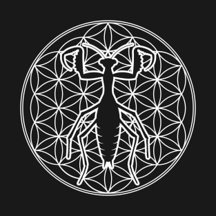 Praying Mantis and Flower of Life Sacred Geometry - V2 T-Shirt