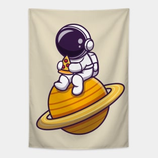 Cute Astronaut Eating Pizza On The Planet Tapestry