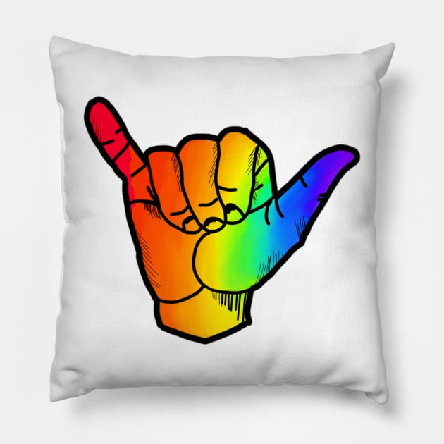 Rainbow hand gesture Pillow by Keniixx