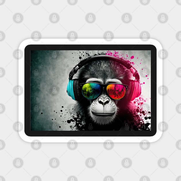 color splash music monkey #1 Magnet by obstinator