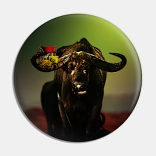 Buffalo with farm house Pin