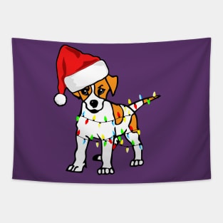 Santa Jack Russel Christmas Lights Dog Lover Christmas Gift T-Shirt Tapestry