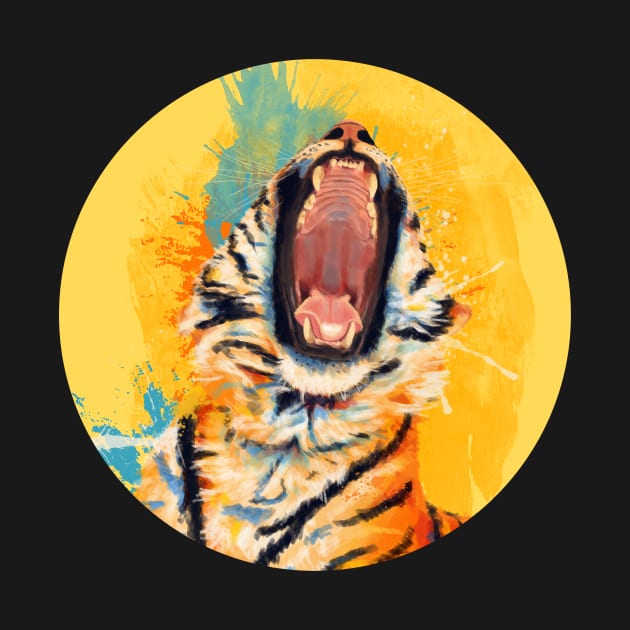 Wild Yawn - Tiger portrait by Flo Art Studio