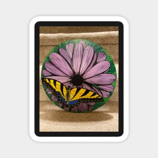 Purple Daisy and Butterfly Magnet