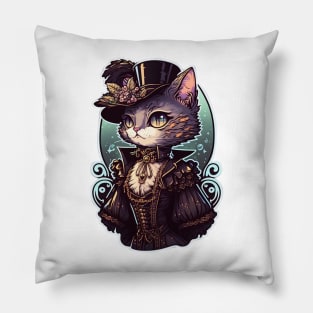 Cat Steampunk Victorian Era Pillow