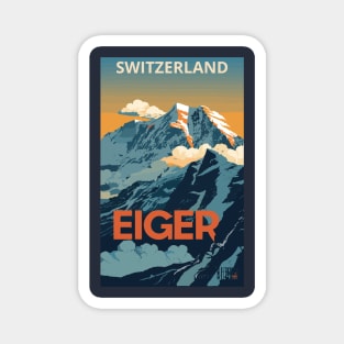 A Vintage Travel Art of Eiger - Switzerland Magnet