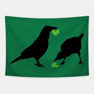 Saint Patrick's Day Kelly Green Shamrock Crows for Bird Lovers Tapestry