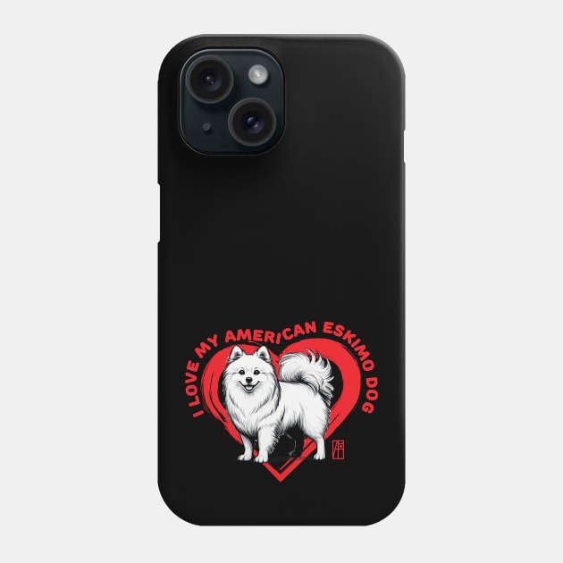 I Love My American Eskimo Dog- I Love my dog - Smart dog Phone Case by ArtProjectShop