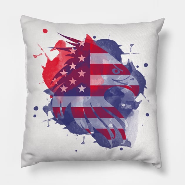 American Flag and Eagle Art Pillow by ArtMichalS