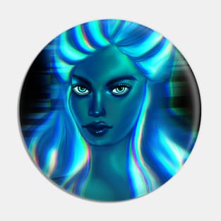 Neon Blue Hair woman Pin