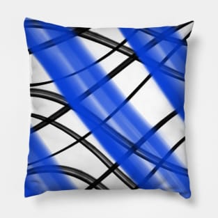 Blue and Black Abstract Linework Brushstroke Painting, made by EndlessEmporium Pillow