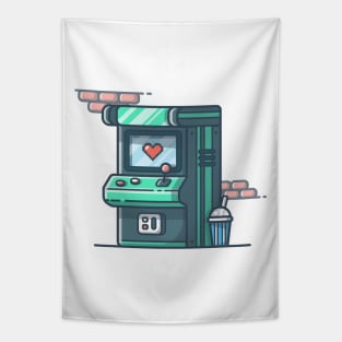 Arcade machine with soda cartoon Tapestry