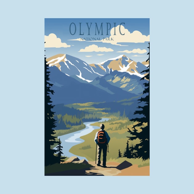 Olympic National Park Travel Poster by GreenMary Design