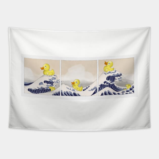 Bath ducks in distress - freely based on Hokusai II Tapestry by LeahHa