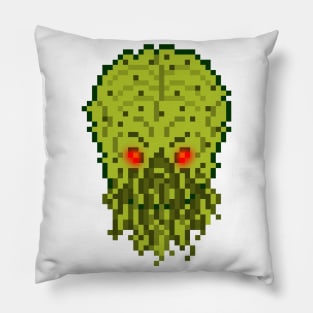 Pixel Monster Cthulhu Head Top Left Pillow