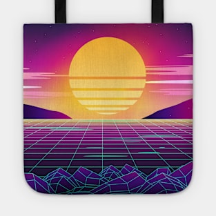 80s Sunset at the Beach Retrowave Tote