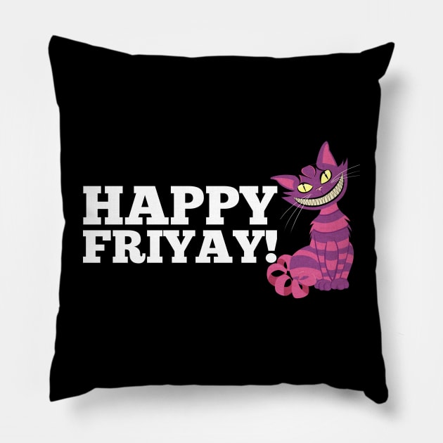 Happy FriYay Wild Cat Purple Stripes Pillow by Funny Stuff Club