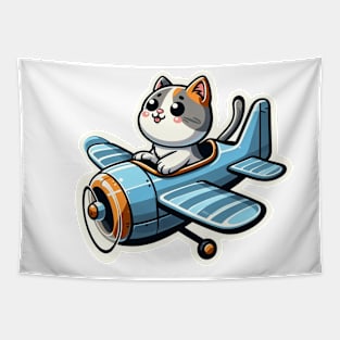 kitty on an airplane Tapestry