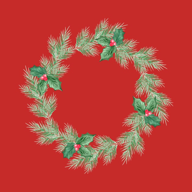 Watercolor christmas wreath by DreamLoudArt