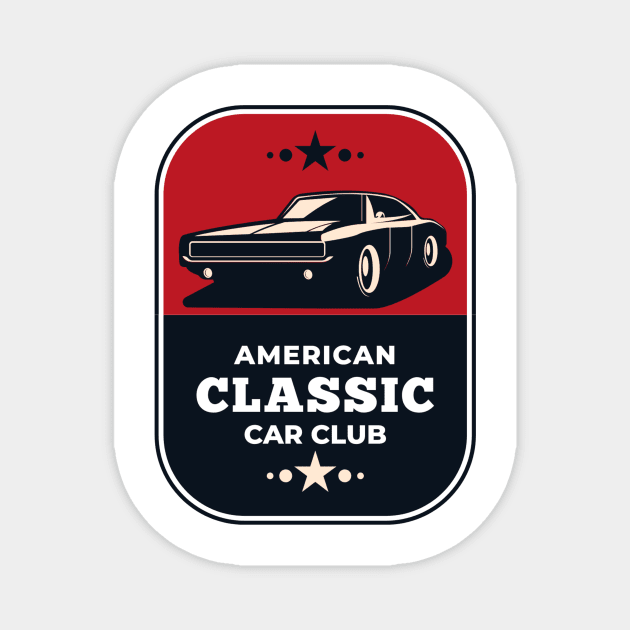 American Classic Car Magnet by White Name