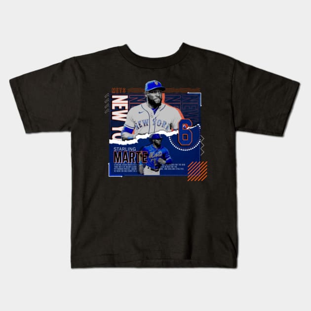 Rinkha Starling Marte Baseball Paper Poster Mets Kids T-Shirt