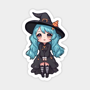 Anime girl witch Halloween Magnet