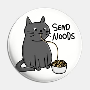 Cute funny cat eating noodles with Send Noods quote modern minimal cartoon Digital Illustration Pin