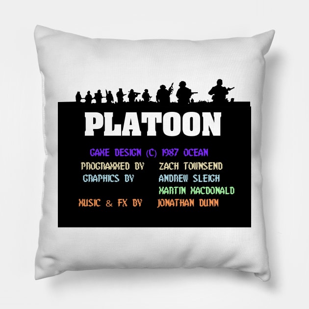 Platoon C64 Credits Screen (For Light Colors) Pillow by Republic of NERD 