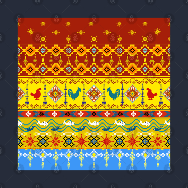 Cross Stitch, Ethnic Animal Pattern, Pixel Seamless by Chom Art Studio