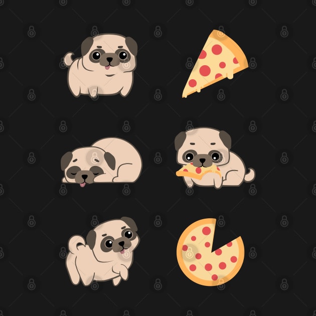 Pug and Pizzas by colorcover