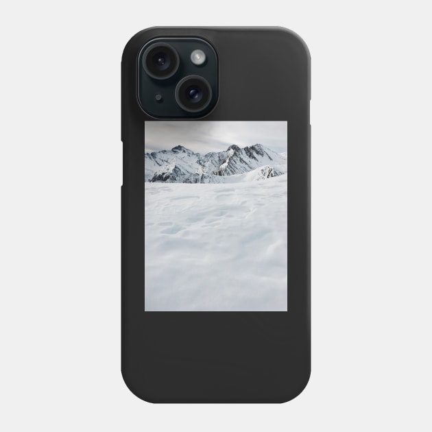 Mountains of Switzerland - White Swiss Alps on Overcast Winter Day Phone Case by visualspectrum