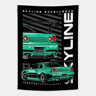 R34 Skyline GTR JDM Car Tapestry