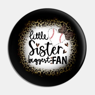 Baseball Little Sister Biggest Fan Leopard Baseball Pin