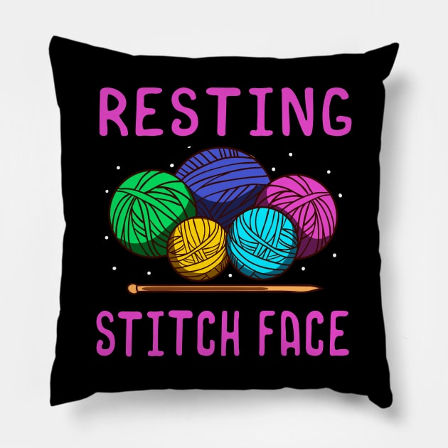 Resting Stitch Face Crochet Crocheting Pillow by E