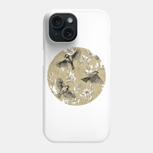 Flowers and Flight in Monochrome Golden Tan Phone Case