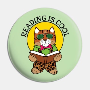 Reading is Cool Tiger Cat Pin